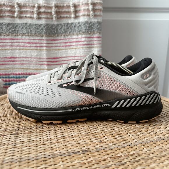 Brooks Adrenaline GTS 22 Grey Rose Black Road-Running Sneakers Women’s 9.5 - Picture 4 of 9